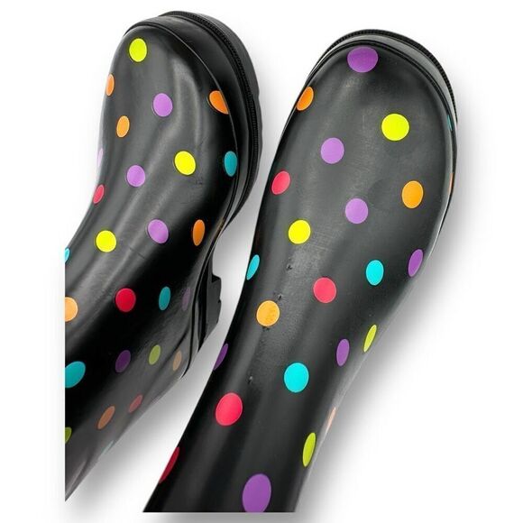 NWOT Western Chief Womens Dot City Tall Rain Boots Black Size 10 - Picture 7 of 13